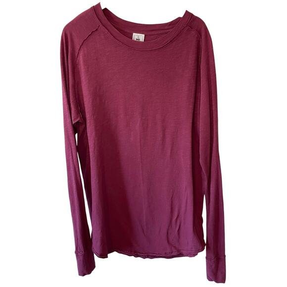 Free People We The Free Purple Long Sleeve Relaxed Fit Cotton Tee Sm Minimalist - Picture 1 of 11